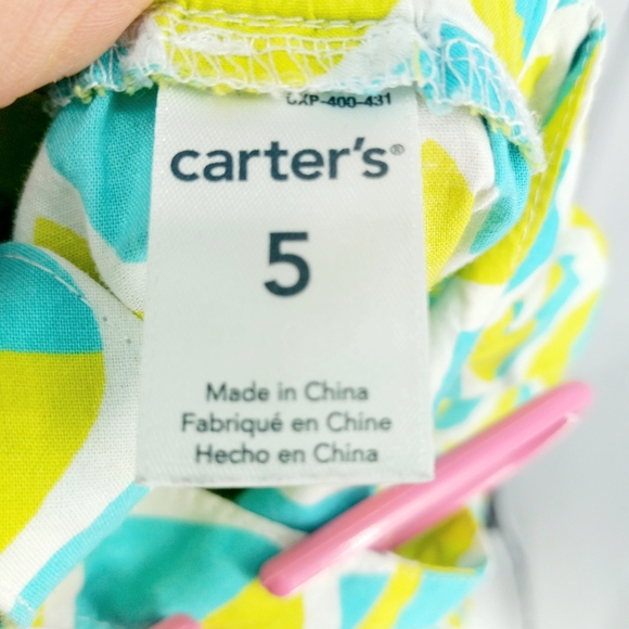 Carter's Size 5 Neon Blue & Green Sleeveless Geometric Bright Tunic Top/Dress - Picture 2 of 6